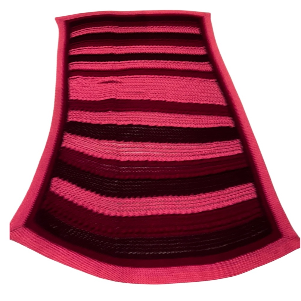 Pink and Dark Red Striped Crochet Blanket